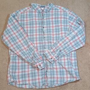 Columbia/Button Down Shirt/Mens Large/Rose Blue Plaid/Sportswear Outdoor Casual